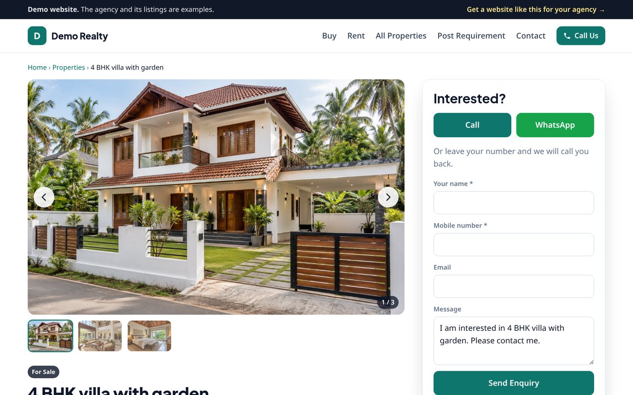 A property page on the demo website
